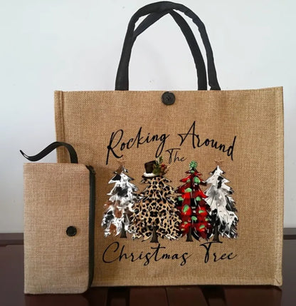 Christmas Tote Bag with Wallet Accessory