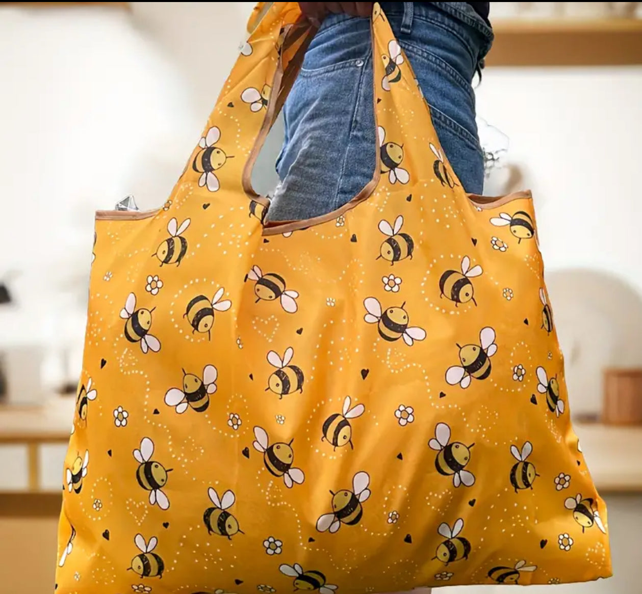 Bolsa de compras grande con forma de abeja