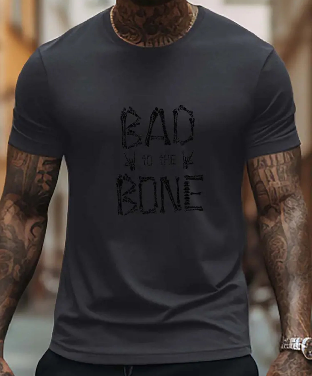 Patrón de letras BAD BONE para hombre