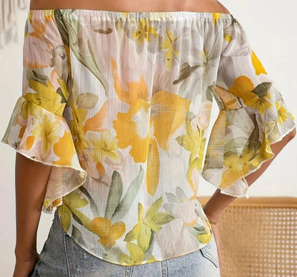 Blusa con volantes florales talla XL