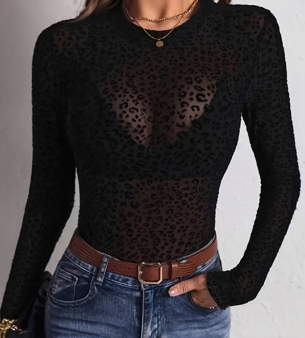 All-Season Chic Leopard Print Sheer Top