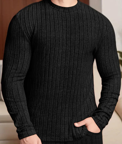 Mens Premium Ribbed Crew Neck Long Sleeve