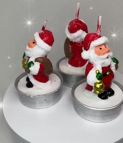 Hand Painted Wax Candles Santa Claus