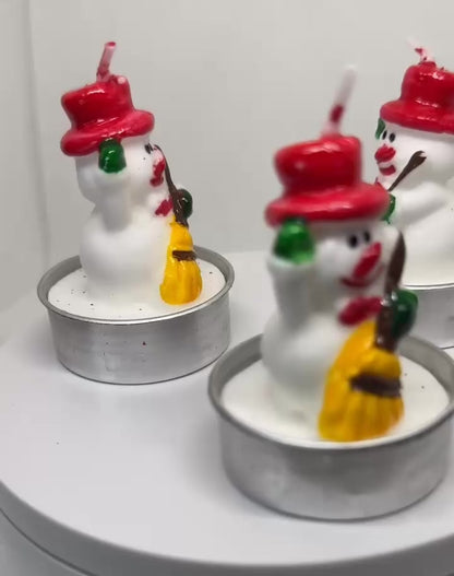 Hand Painted Wax Candles Snowman